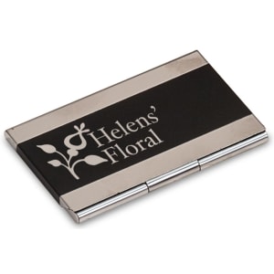 3 3/4″ x 2 1/2″ Black Laserable Business Card Holder