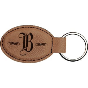 3″ x 1 3/4″ Dark Brown Laserable Leatherette Oval Keychain