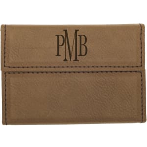 3 3/4″ x 2 3/4″ Dark Brown Laserable Leatherette Hard Business Card Holder