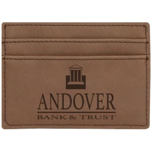 4″ x 2 3/4″ Dark Brown Laserable Leatherette Wallet Clip