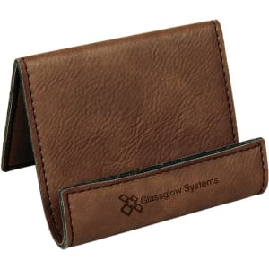 3 1/2″ x 2 1/2″ Dark Brown Laserable Leatherette Holder Easel