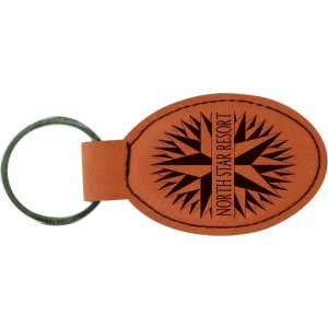 3″ x 1 3/4″ Rawhide Laserable Leatherette Oval Keychain