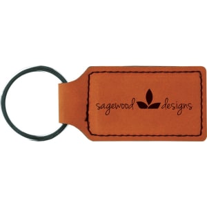 2 3/4″ x 1 1/4″ Rawhide Laserable Leatherette Rectangle Keychain