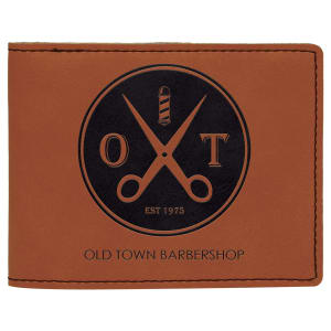 4 1/2″ x 3 1/2″ Rawhide Laserable Leatherette Bifold Wallet