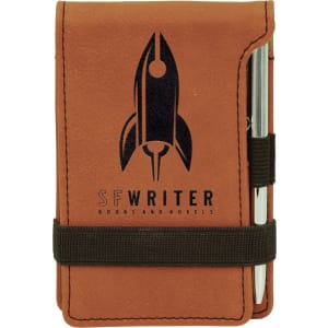 3 1/4″ x 4 3/4″ Rawhide Laserable Leatherette Mini Notepad with Pen