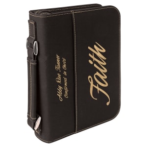6 3/4″ x 9 1/4″ Black/Gold Leatherette Book/Bible Cover with Handle & Zipper