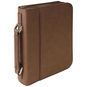 7 1/2″ x 10 3/4″ Dark Brown Leatherette Book/Bible Cover with Handle & Zipper