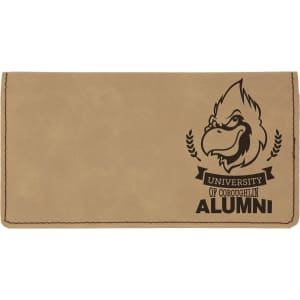 6 3/4″ x 3 1/2″ Light Brown Laserable Leatherette Checkbook Cover