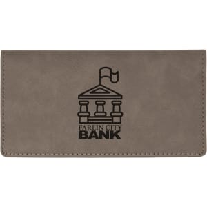 6 3/4″ x 3 1/2″ Gray Laserable Leatherette Checkbook Cover