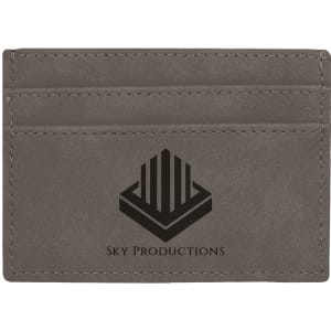 4″ x 2 3/4″ Gray Laserable Leatherette Wallet Clip