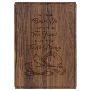 13 3/4″ x 9 3/4″ Walnut Cutting Board with Drip Ring