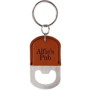 Oval Rawhide Laserable Leatherette Bottle Opener Keychain