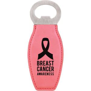 Pink Laserable Leatherette Bottle Opener with Magnet