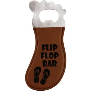 Dark Brown Laserable Leatherette Foot Shaped Bottle Opener with Magnet