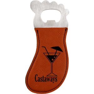 Rawhide Laserable Leatherette Foot Shaped Bottle Opener with Magnet
