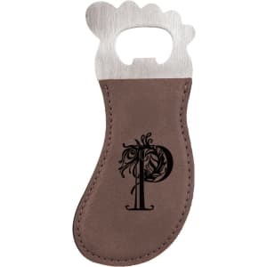 Gray Laserable Leatherette Foot Shaped Bottle Opener with Magnet