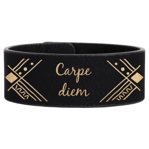 9 1/2″ x 1″ Black/Gold Laserable Leatherette Cuff Bracelet