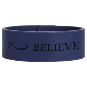 9 1/2″ x 1″ Blue/Black Laserable Leatherette Cuff Bracelet