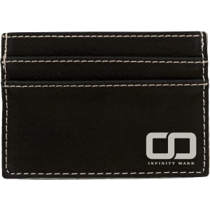 4″ x 2 3/4″ Black/Silver Laserable Leatherette Wallet Clip