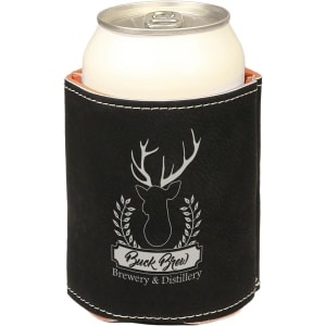 3 3/4″ Black/Silver Laserable Leatherette Beverage Holder