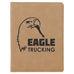 4 1/4″ x 5 1/2″ Light Brown Laserable Leatherette Passport Holder