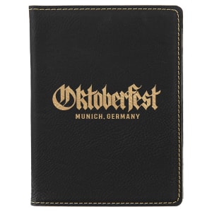 4 1/4″ x 5 1/2″ Black/Gold Laserable Leatherette Passport Holder
