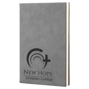 5 1/4″ x 8 1/4″ Gray Laserable Leatherette Journal with Lined Notepad