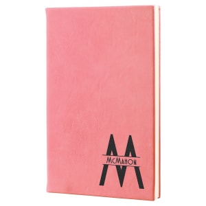 5 1/4″ x 8 1/4″ Pink Laserable Leatherette Journal with Lined Notepad