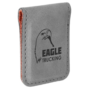 1 3/4″ x 2 1/2″ Gray Laserable Leatherette Money Clip