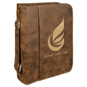 7 1/2″ x 10 3/4″ Rustic/Gold Leatherette Book/Bible Cover with Handle & Zipper