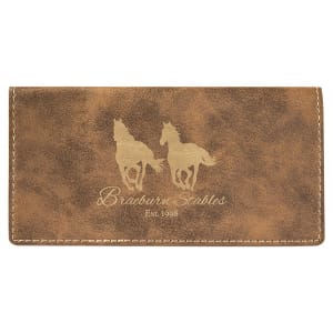 6 3/4″ x 3 1/2″ Rustic/Gold Laserable Leatherette Checkbook Cover