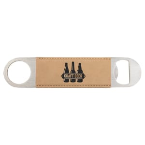 1 1/2″ x 7″ Light Brown Laserable Leatherette Bottle Opener