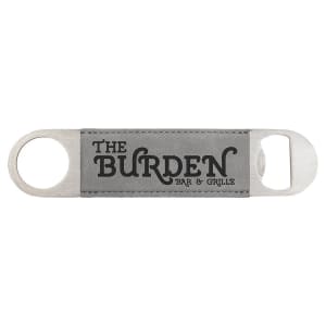 1 1/2″ x 7″ Gray Laserable Leatherette Bottle Opener