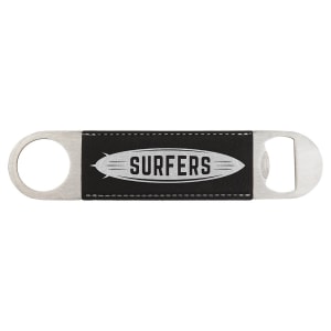 1 1/2″ x 7″ Black/Silver Laserable Leatherette Bottle Opener