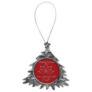 4″ Antique Silver Tree Ornament with 2″ Insert Holder & Silver String (Insert Not Included)