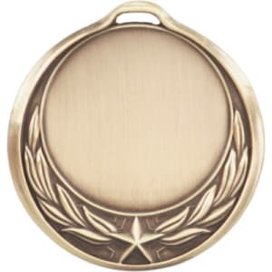 2 3/4″ Antique Gold Star/Wreath 2″ Insert Holder Medal (double sided)