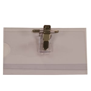 3 5/8″ x 2 1/4″ Clear Convention Badge with Bulldog Clip and Pin