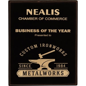 10 1/2″ x 13″ Black/Gold Laserable Leatherette Plaque