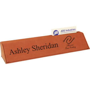 10 1/2″ Rawhide Laserable Leatherette Desk Wedge with Business Card Holder