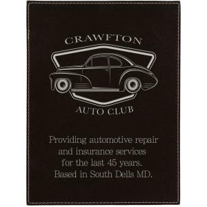 7″ x 10″ Black/Silver Leatherette Plaque Plate
