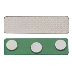 1 3/4″ x 1/2″ 3-Post Green Plastic Backed Magnet with Adhesive