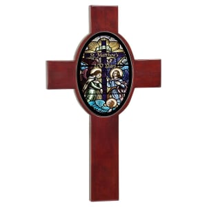 8″ x 13 5/8″ Rosewood Piano Finish Cross w/Oval Recess & Sublimatable Tile