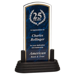 3″ x 7″ Blue Marbleized Arch Pop-In Acrylic (Base not included)