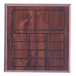 11 3/4″ x 12 3/4″ Cherry Finish Blank Perpetual Plaque for 12 Plates