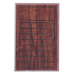 11 3/4″ x 18 3/4″ Cherry Finish Blank Perpetual Plaque for 24 Plates