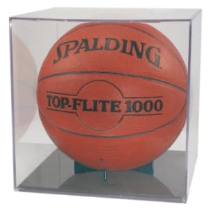 Clear Basketball/Soccer BallQube Display Case with Grandstand Holder