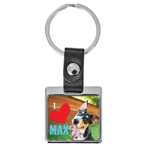 3 3/4″ x 1 3/8″ Square Sublimatable Keychain with White Insert