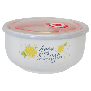 3″ x 5.7″ Ceramic Storage Bowl with Flexible Plastic Lid
