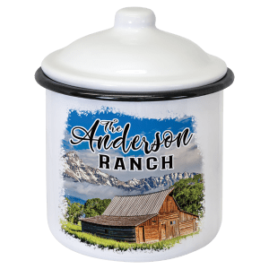 5.25″ x 3.9″ White/Black Canister with Lid