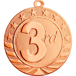 2 3/4″ Bright Bronze 3rd Place Starbrite Medal